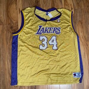 Champion Shaquille O'Neal Lakers 34 Basketball Jersey Mens Size 52 xl